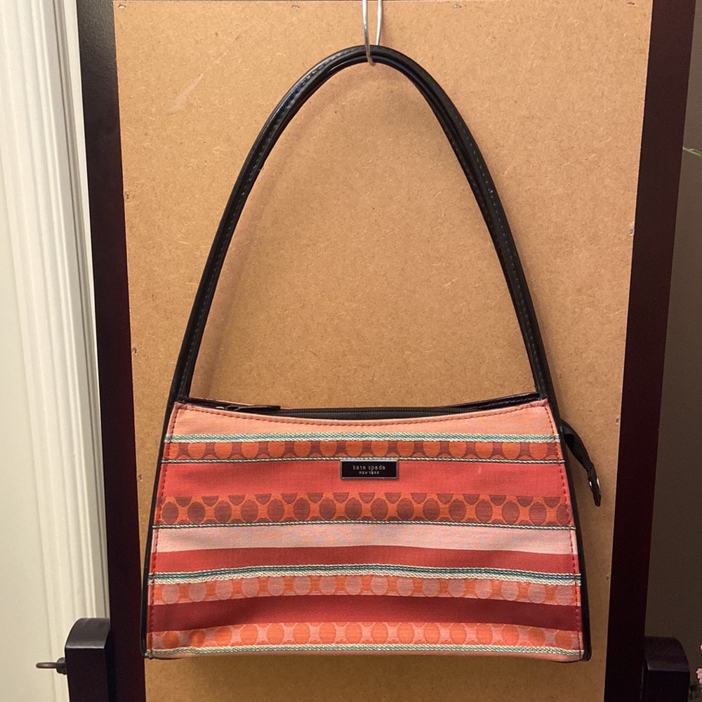 Vintage Kate Spade leather & clothe shoulder purse clutch bag